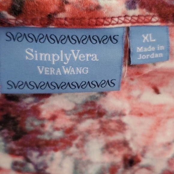 Simply Vera Vera Wang Scoop Blouse long sleeve Multicolor floral Size XL - Picture 5 of 7